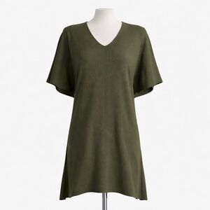 BCBGMAXAZRIA Merino Wool Blend Olive Green V-Neck Tunic Top XS/S